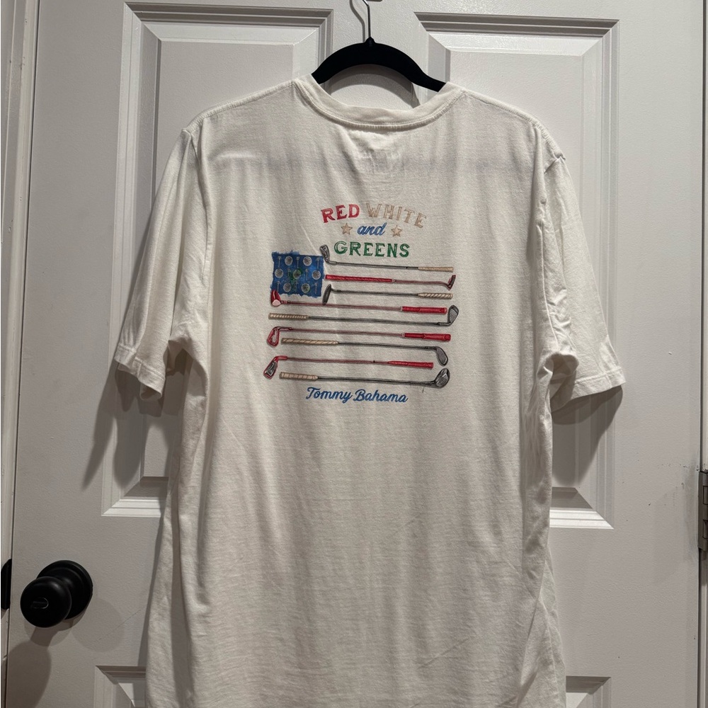 Tommy Bahama White Tee with Flag Graphic